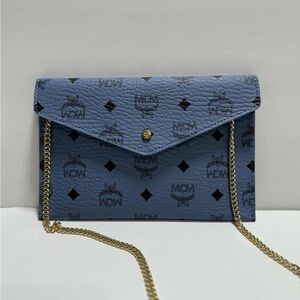 MCM Blue Leather GWP Clutch